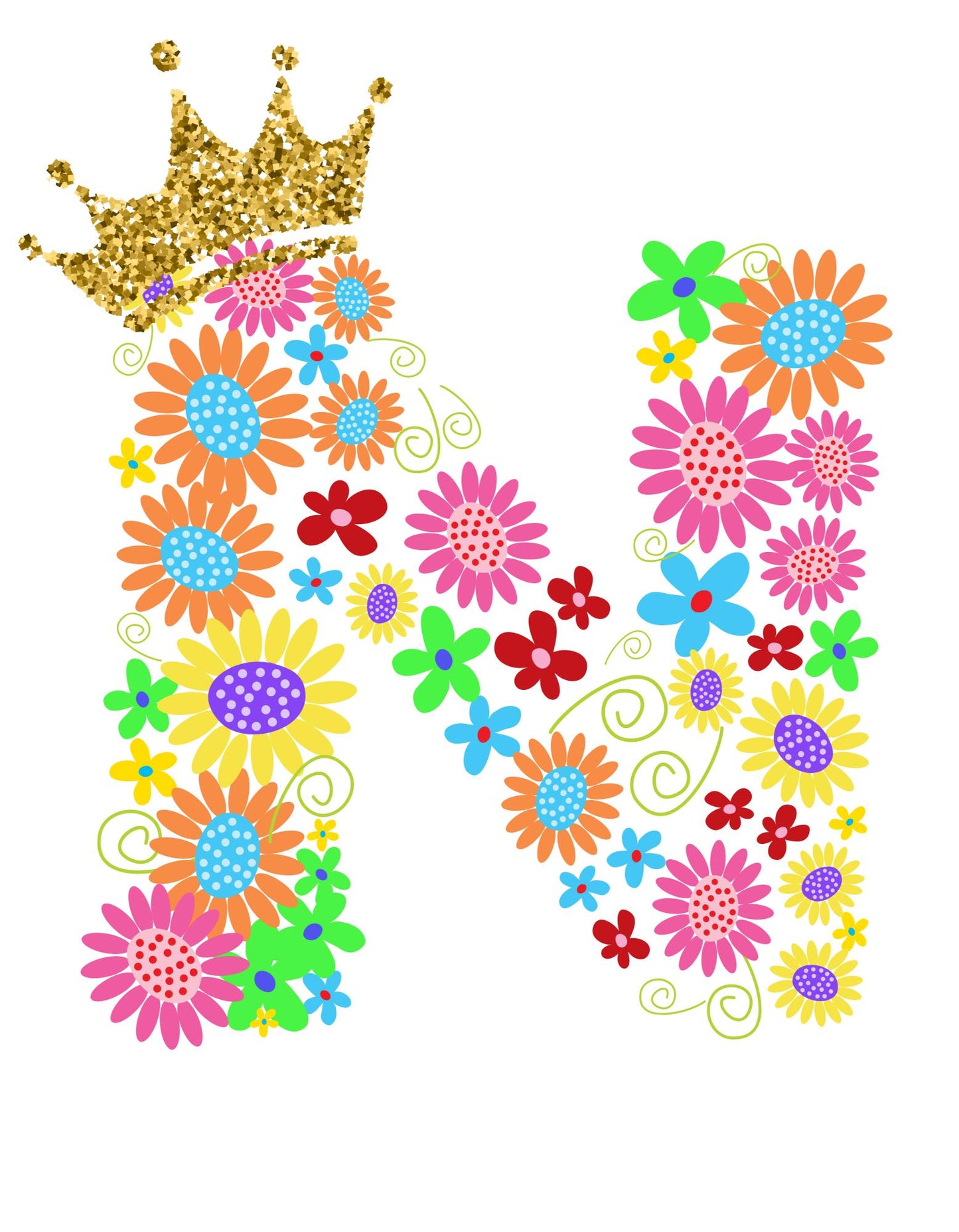 Women's Floral Alphabet N Crop Top Light Baby Pink by ZealforTee