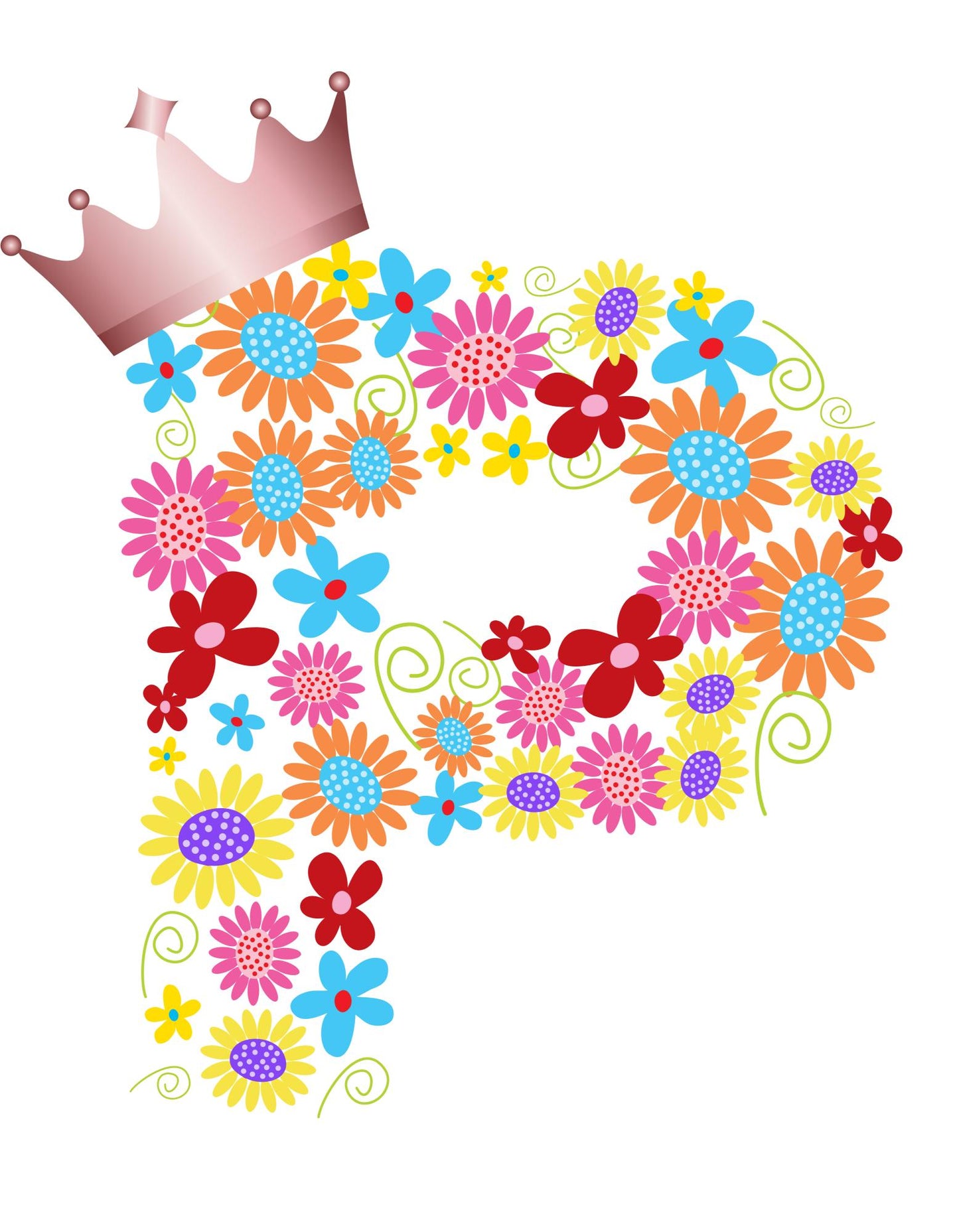 Women's Floral Alphabet P Crop Top Light Baby Pink by ZealforTee