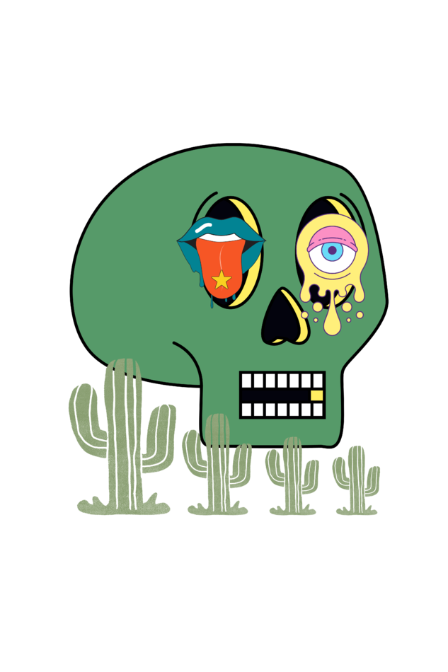 Men's Psychotropic Skull Oversized T shirt Black by ZealforTee