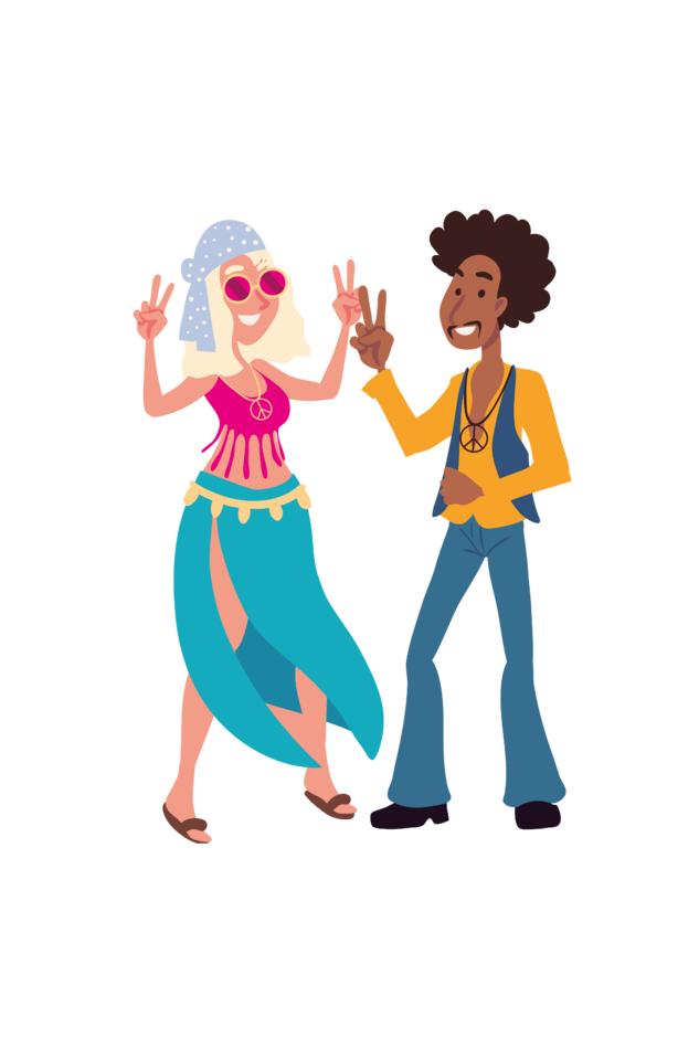 Women's Hippy Couple Oversized T shirt White by ZealforTee