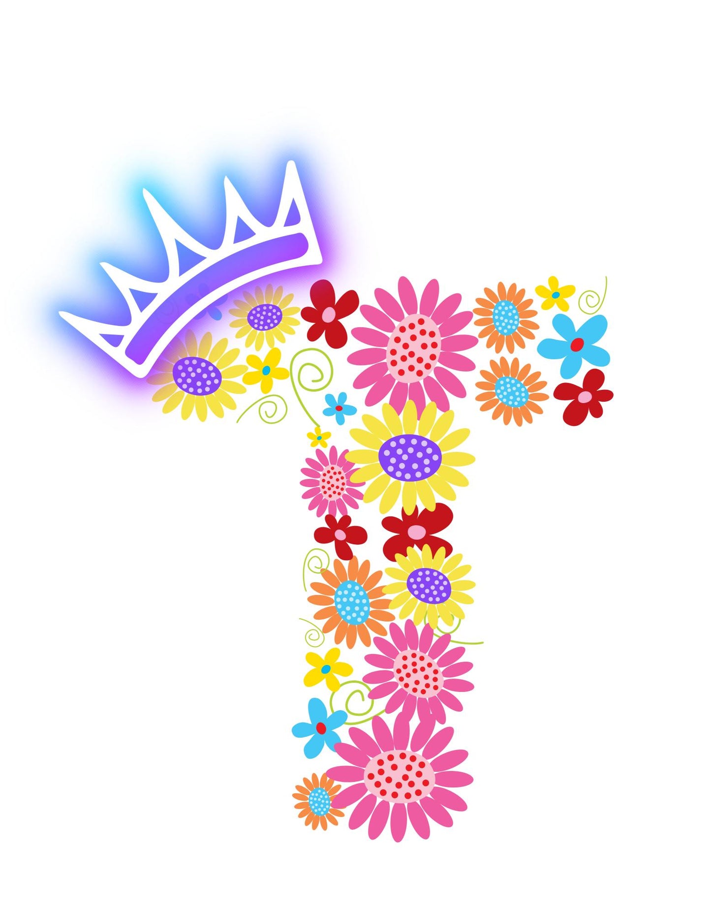 Women's Floral Alphabet T Crop Top Light Baby Pink by ZealforTee