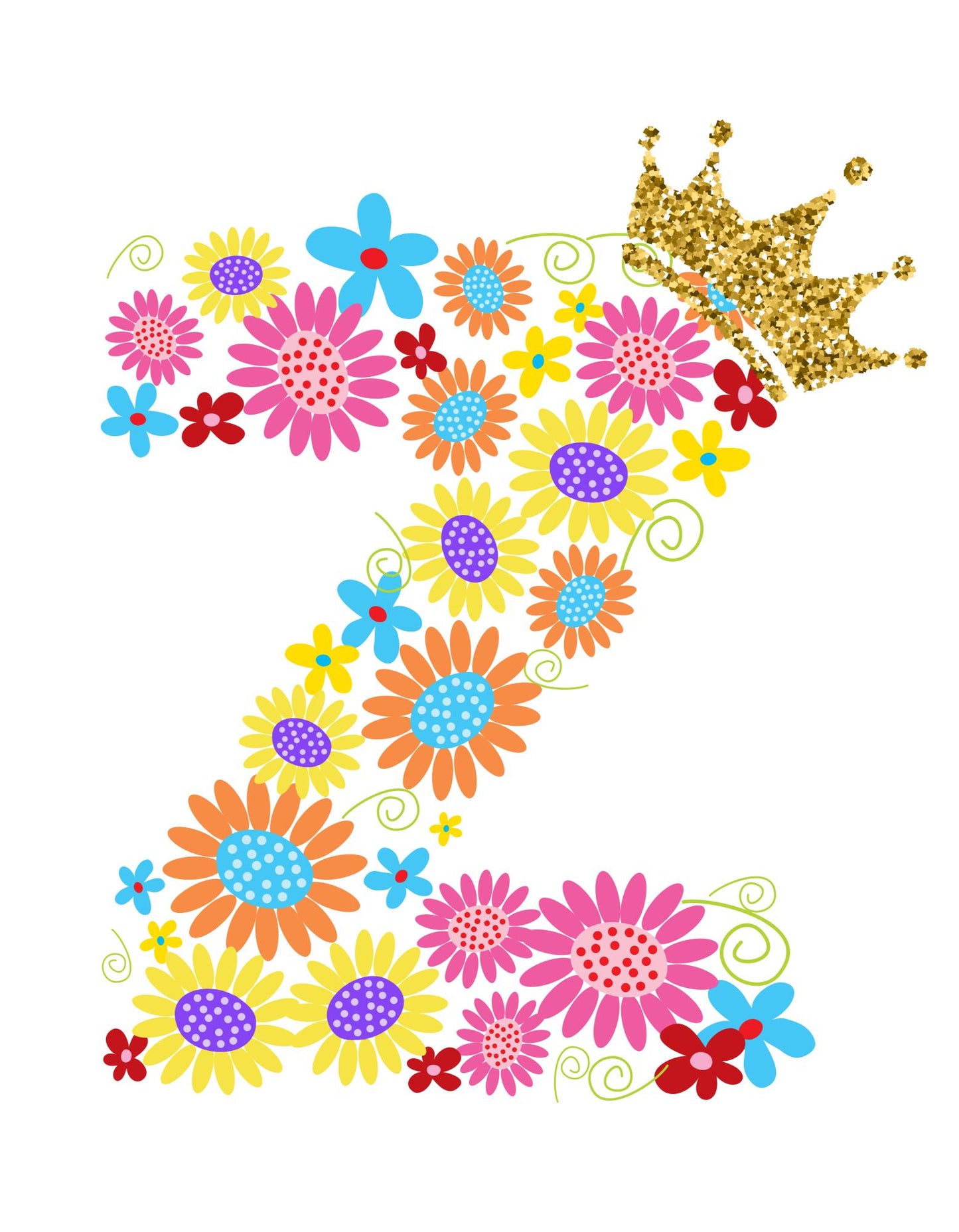 Women's Floral Alphabet Z Crop Top Black by ZealforTee