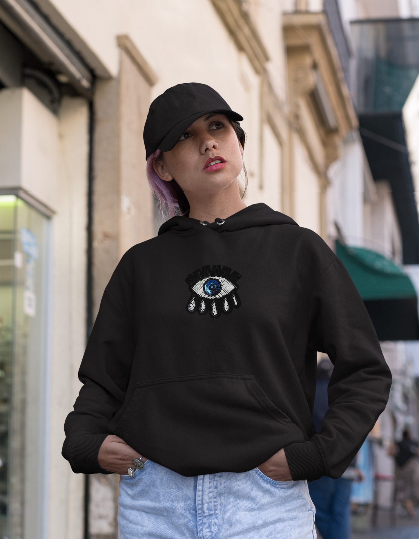 Women Oversized Evil eye Hoodie