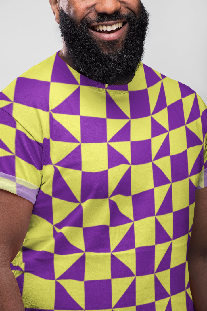 Men's All Over Print Print Purple Abstract T-shirt