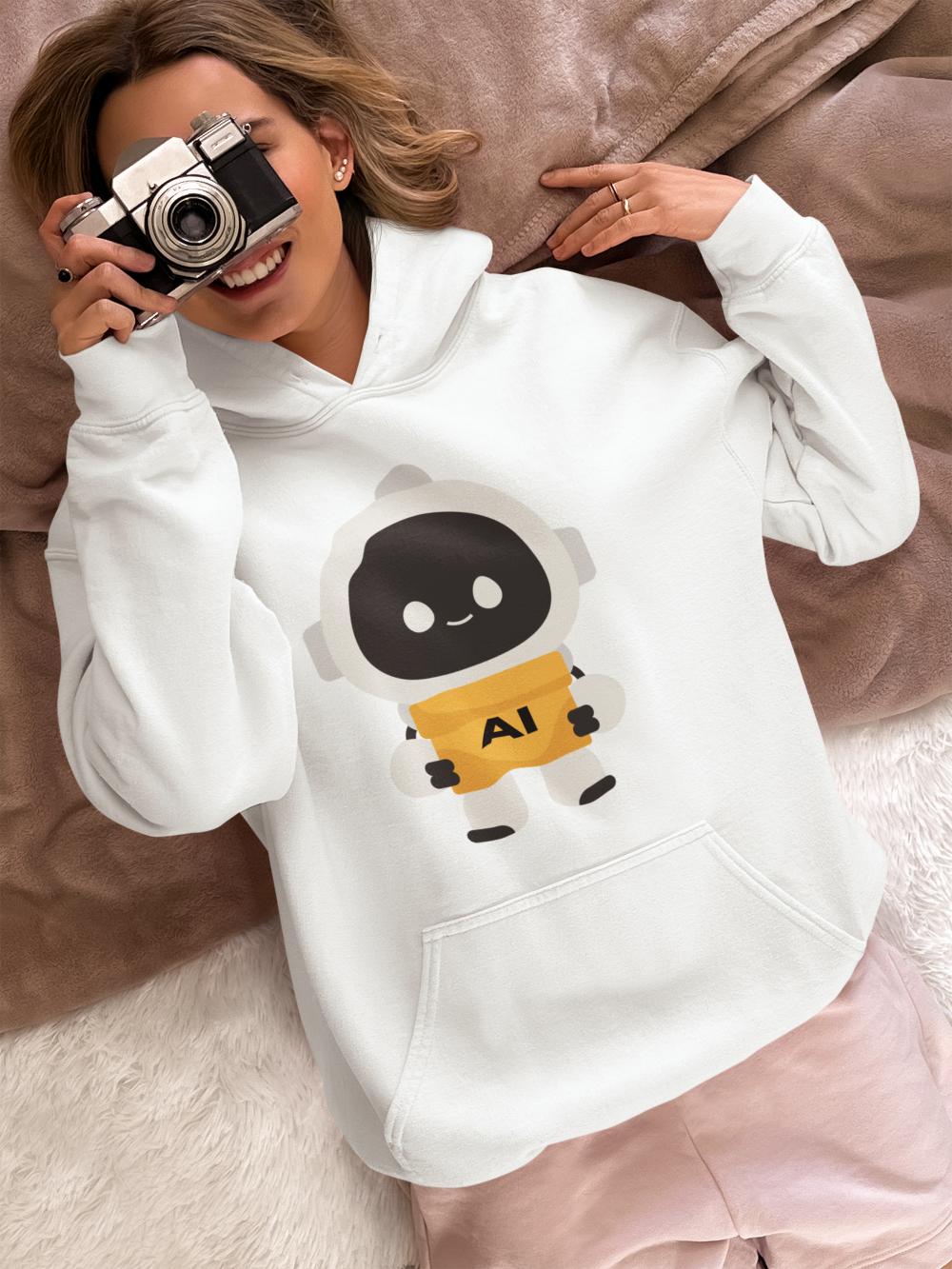 Women's Cute Robot Hoodies Black by ZealforTee