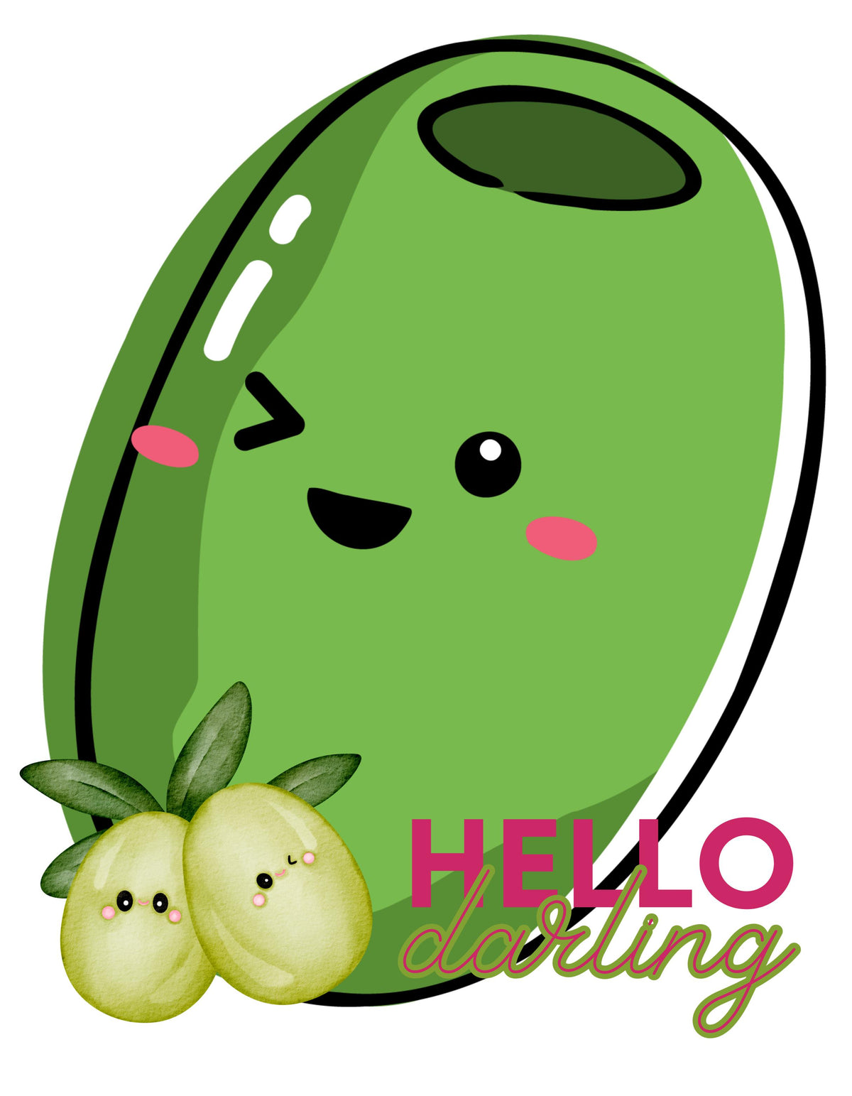 Women's Olive Hello Darling T-shirt Light Pink by ZealforTee