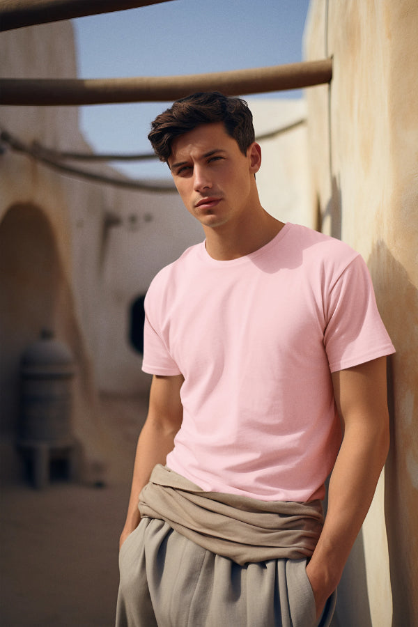 Plain Baby Pink color T-shirt for Men by ZealforTee