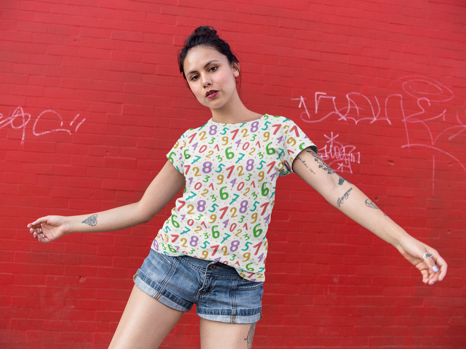 Women's Numbers All Over Printed T-shirt