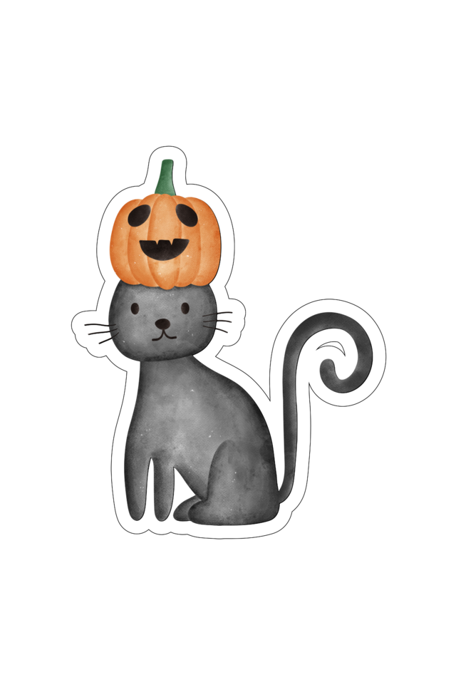 Women's Pumpkin Cat T-shirt Black by ZealforTee