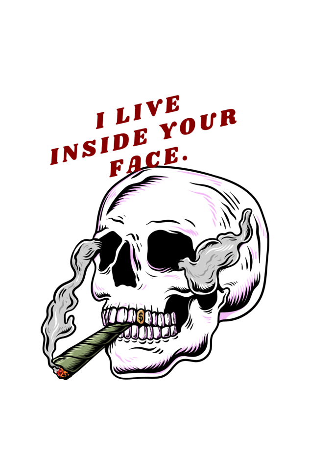 Men's Living Inside Face Skull T-shirt White by ZealforTee