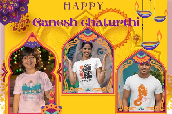 Ganesh Chaturthi T-Shirts for Men, Women & Kids Under