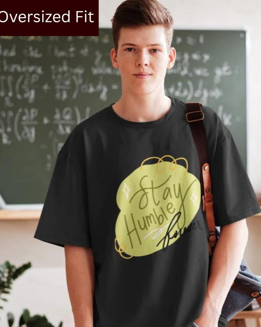 Men's Stay Humble Oversized T shirt Black by ZealforTee