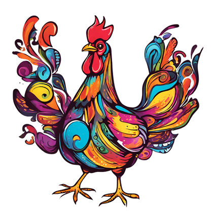 Kid's Rainbow Hen Unisex Tshirt Black by ZealforTee