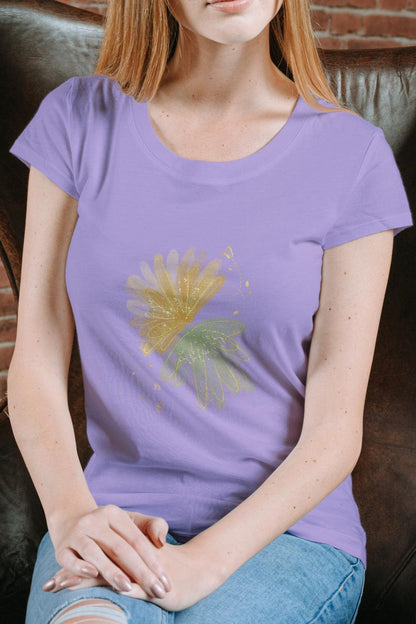 Women's Twin Flower T-shirt Iris Lavender by ZealforTee