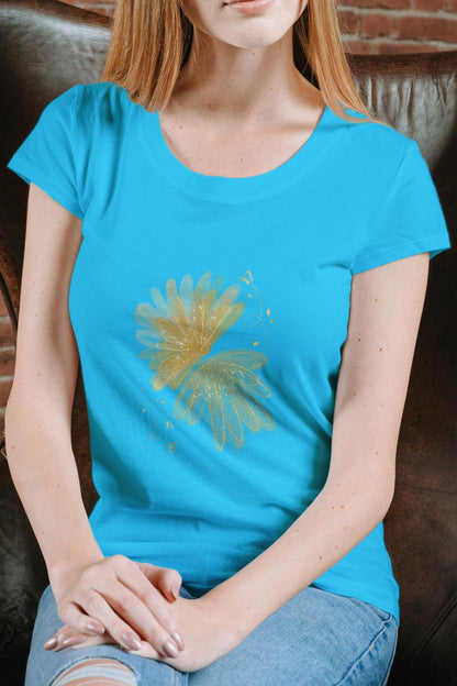 Women's Twin Flower T-shirt Sky Blue by ZealforTee