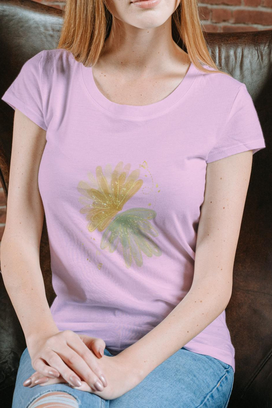 Women's Twin Flower T-shirt Light Pink by ZealforTee