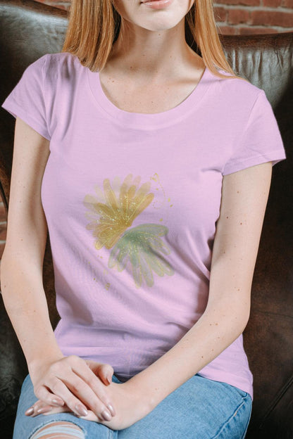 Women's Twin Flower T-shirt Light Pink by ZealforTee