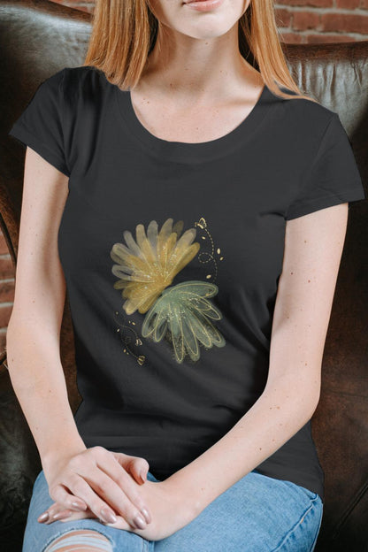 Women's Twin Flower T-shirt Black by ZealforTee