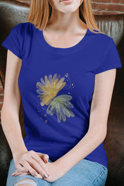 Women's Twin Flower T-shirt Royal Blue by ZealforTee