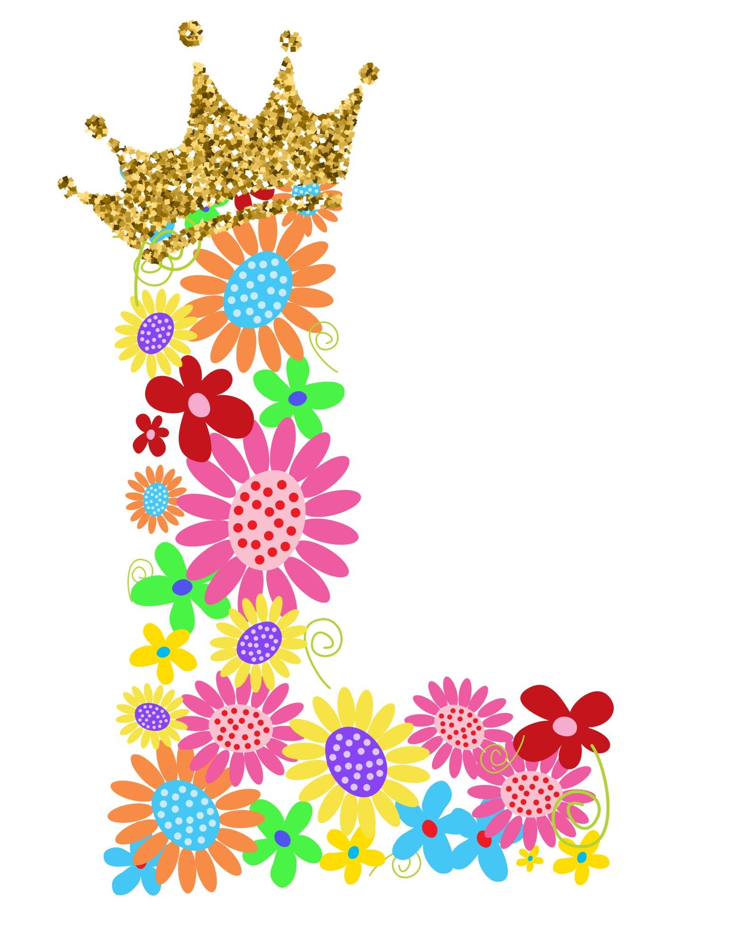 Women's Floral Alphabet L Crop Top Black by ZealforTee