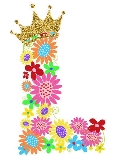 Women's Floral Alphabet L Crop Top Black by ZealforTee