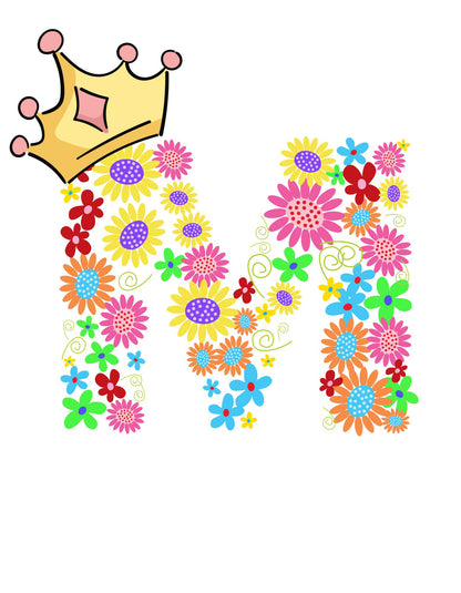 Women's Floral Alphabet M Crop Top Black by ZealforTee