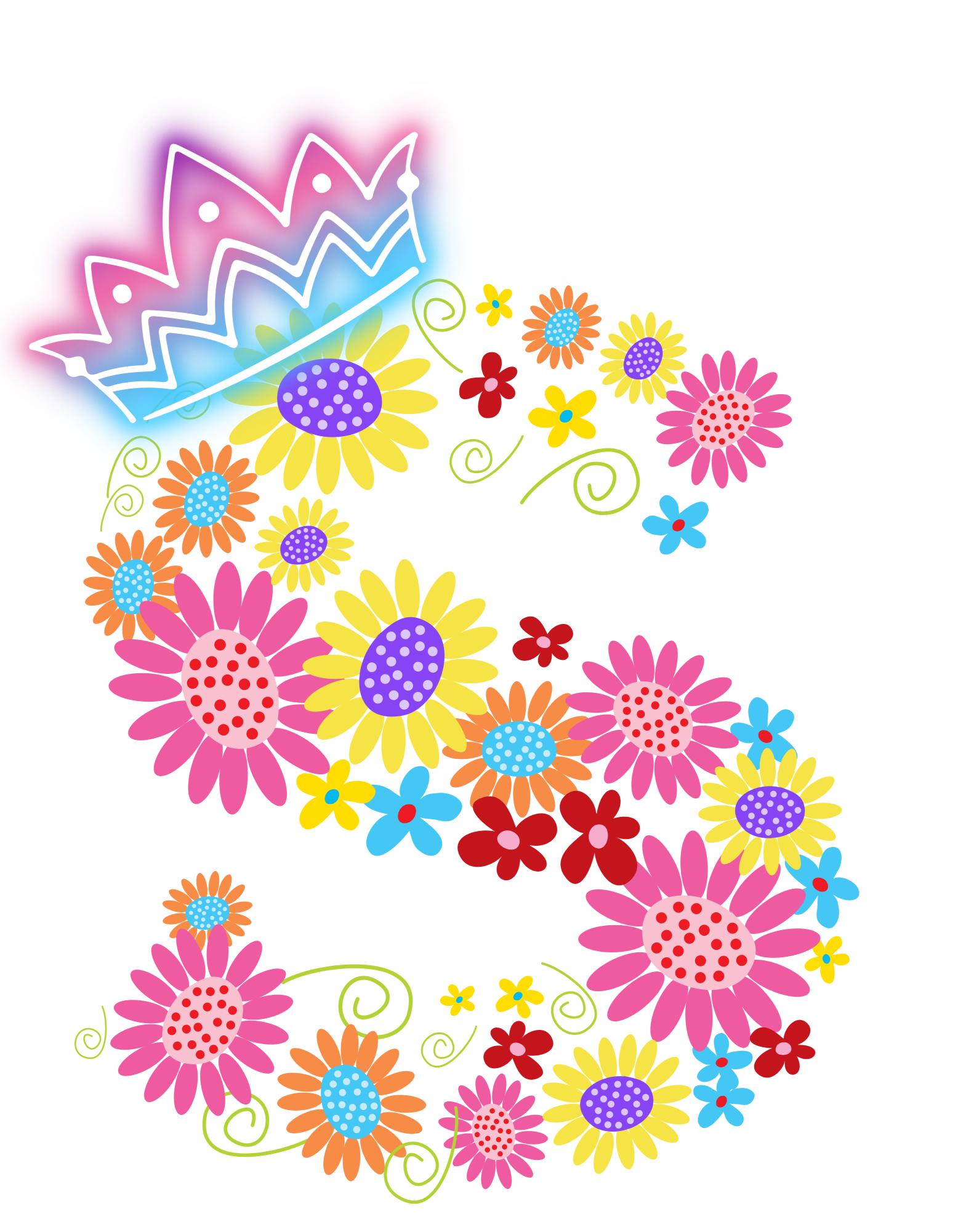 Women's Floral Alphabet S Crop Top Light Baby Pink by ZealforTee