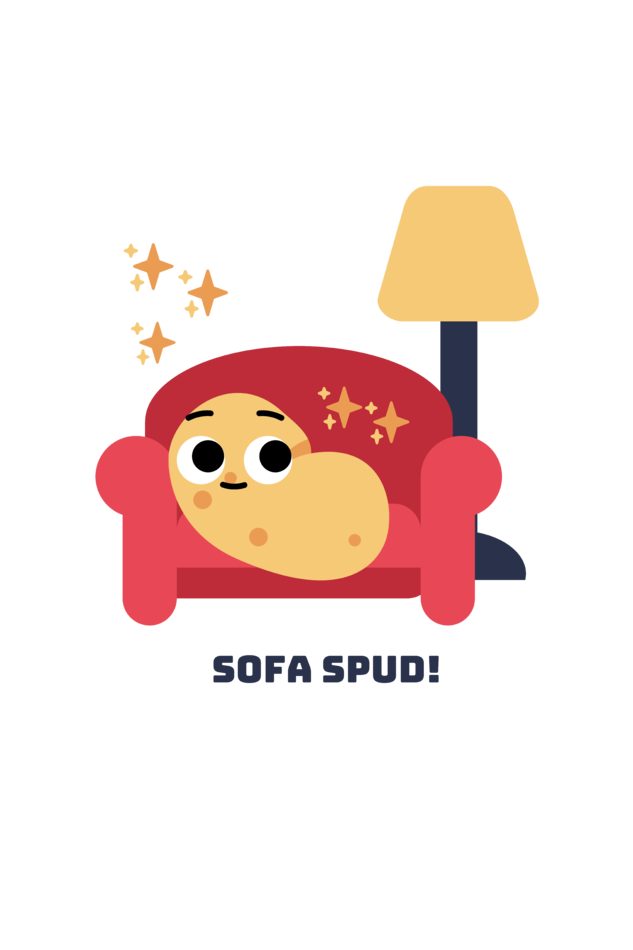 Men's Round Neck Sofa Spud T-shirt Red by ZealforTee