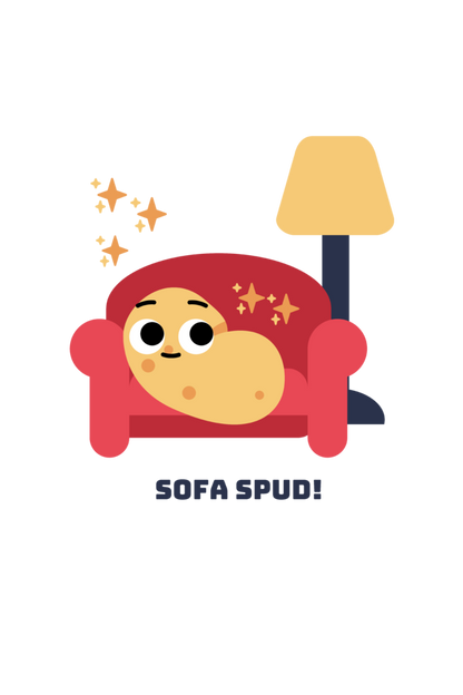 Men's Round Neck Sofa Spud T-shirt Red by ZealforTee