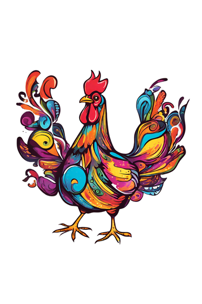 Men's Round Neck Hen T-shirt Red by ZealforTee