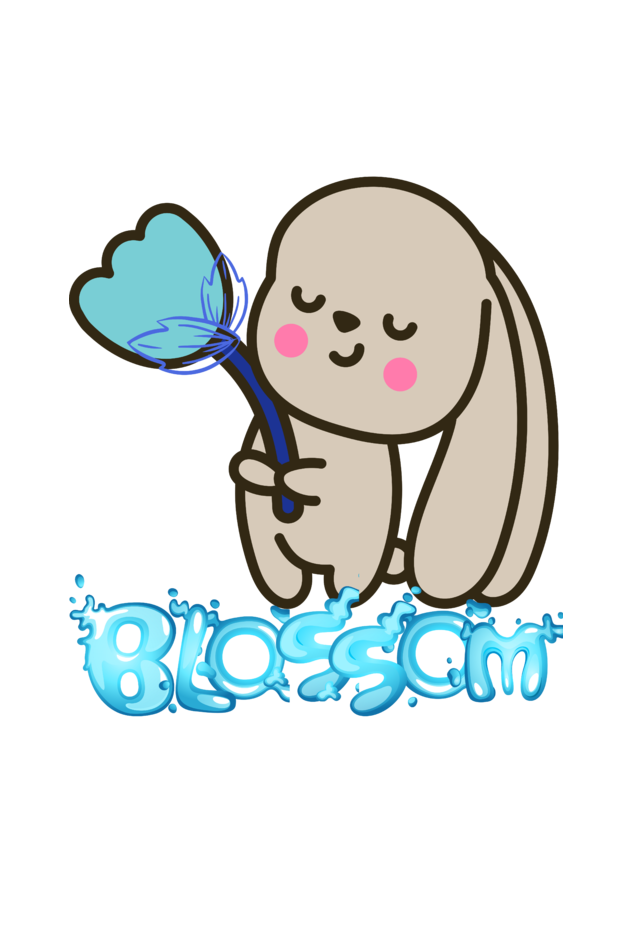 Women's Blossom Rabbit Pocket Print T-shirt White by ZealforTee