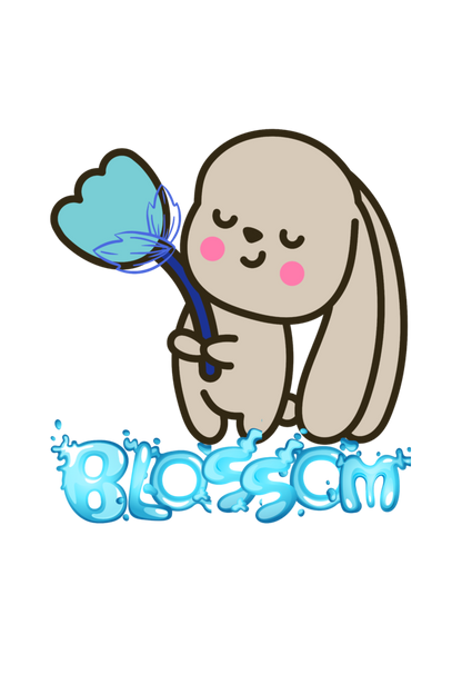 Women's Blossom Rabbit Pocket Print T-shirt White by ZealforTee