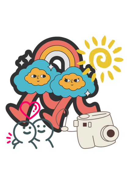 Women's Happy Rainbow Oversized T-shirt Light Baby Pink by ZealforTee