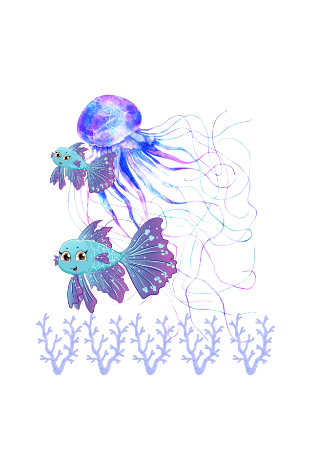 Men's Coral With Mermaid T-shirt Black by ZealforTee