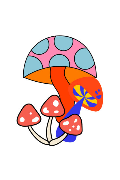 Men's Vibrant Mushroom Oversized T shirt Black by ZealforTee