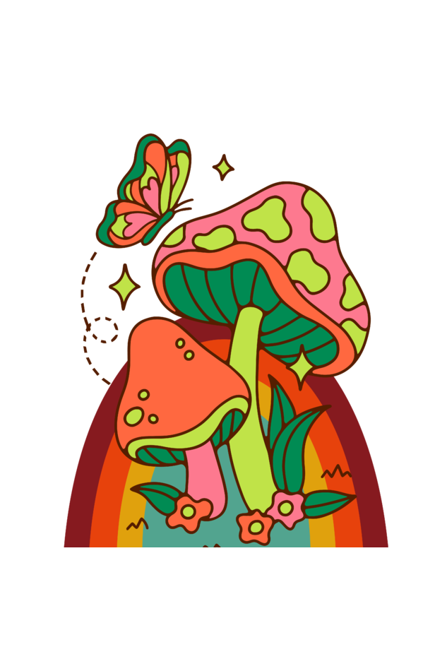 Men's Eye Catching Mushroom Oversized T shirt Black by ZealforTee