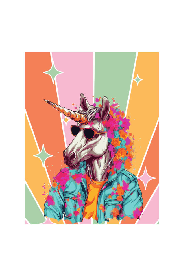 Women's Abstract Color Unicorn Oversized T shirt Mint by ZealforTee