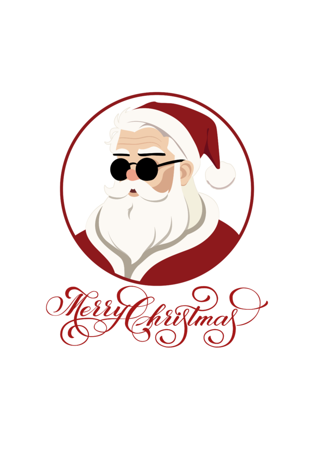 Men's Hipster Santa Hoodie Sweatshirt Black by ZealforTee