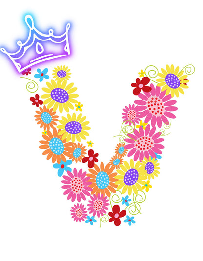 Women's Floral Alphabet V Crop Top Light Baby Pink by ZealforTee