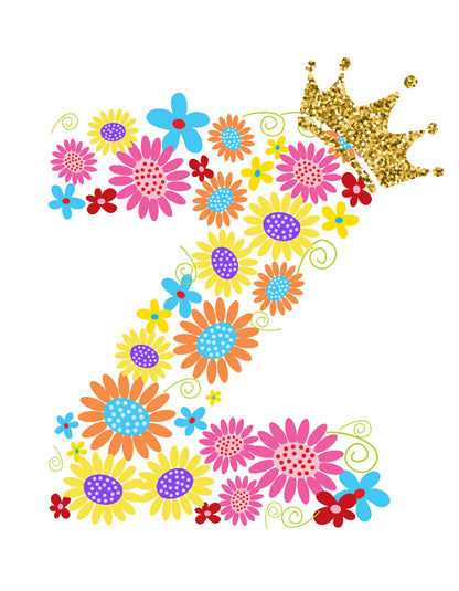 Women's Floral Alphabet Z Crop Top Black by ZealforTee