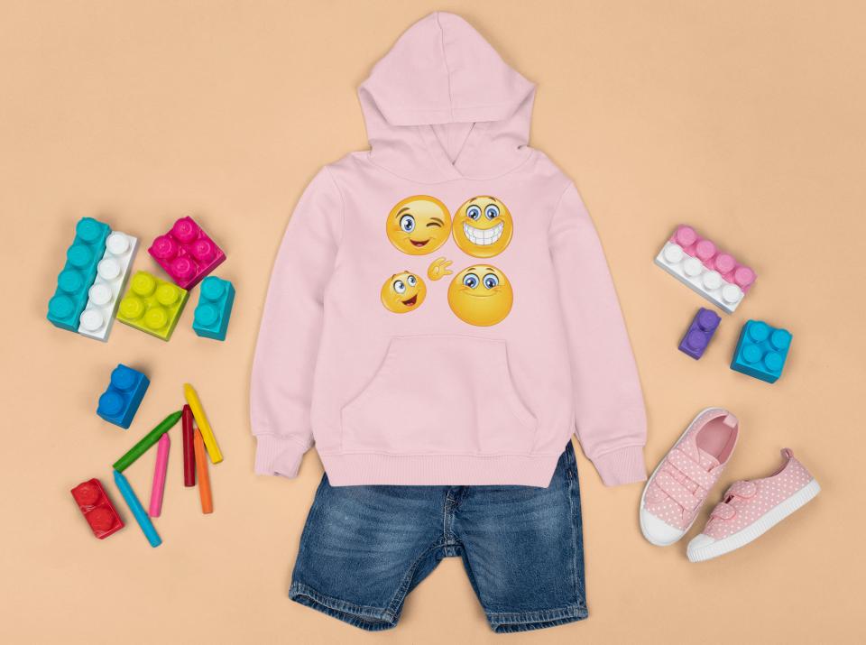 Girl's Smile Emoticon Hoodie Sweatshirt Black by ZealforTee