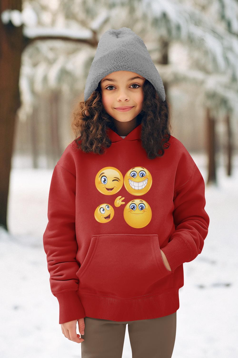 Girl's Smile Emoticon Hoodie Sweatshirt Red by ZealforTee