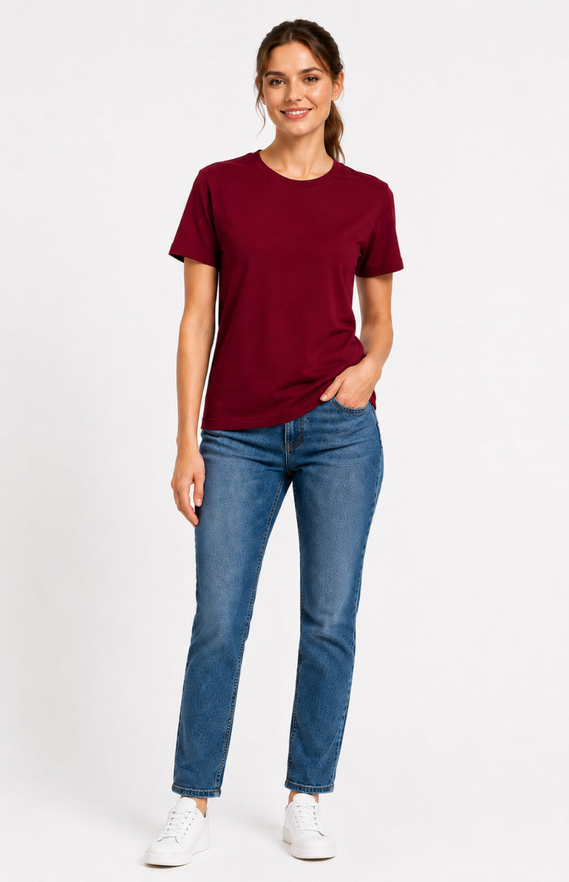 Women Regular fit Plain Tshirt