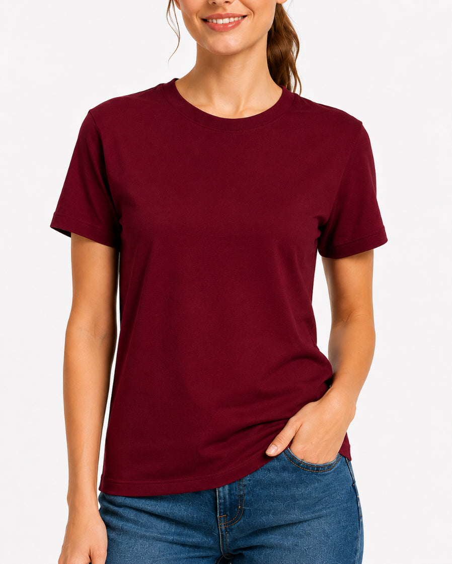 Women Regular fit Plain Tshirt