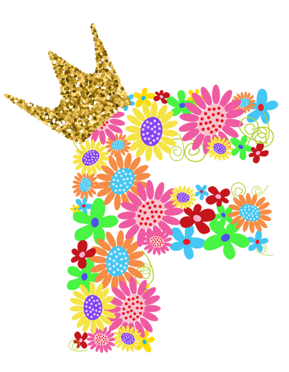 Women's Floral Alphabet F Crop Top Black by ZealforTee