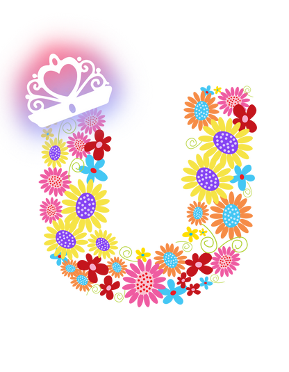 Women's Floral Alphabet U Crop Top Black by ZealforTee