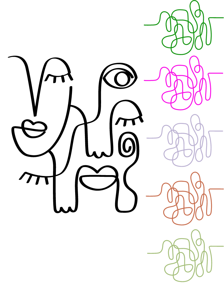 Women's Abstract Face Art T-shirt Light Pink by ZealforTee