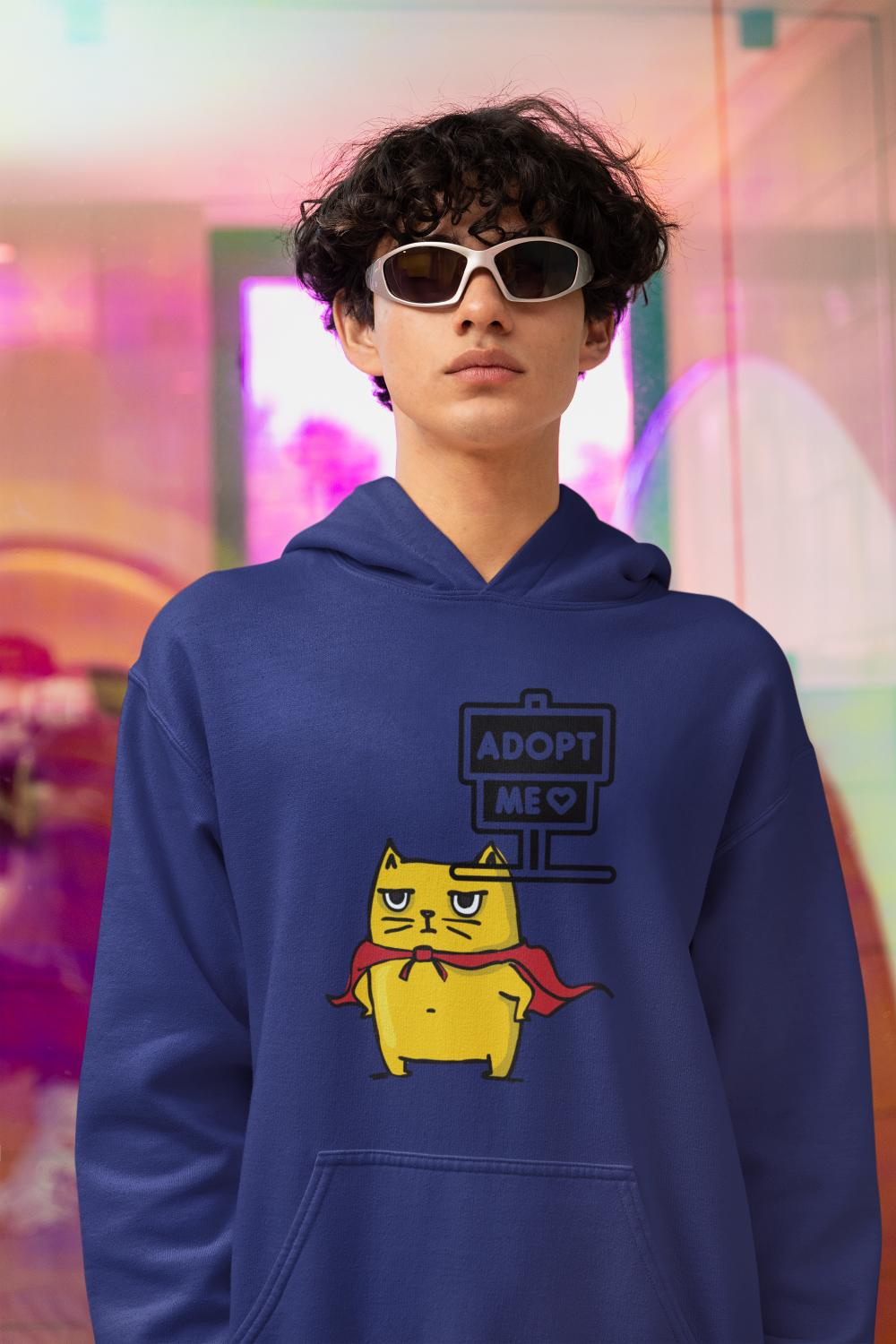 Men's Cat Adopt Me Hoodie Sweatshirt Red by ZealforTee