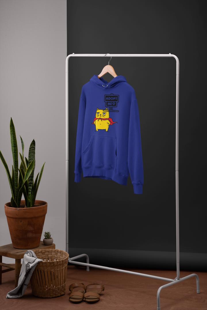 Men's Cat Adopt Me Hoodie Sweatshirt Royal Blue by ZealforTee