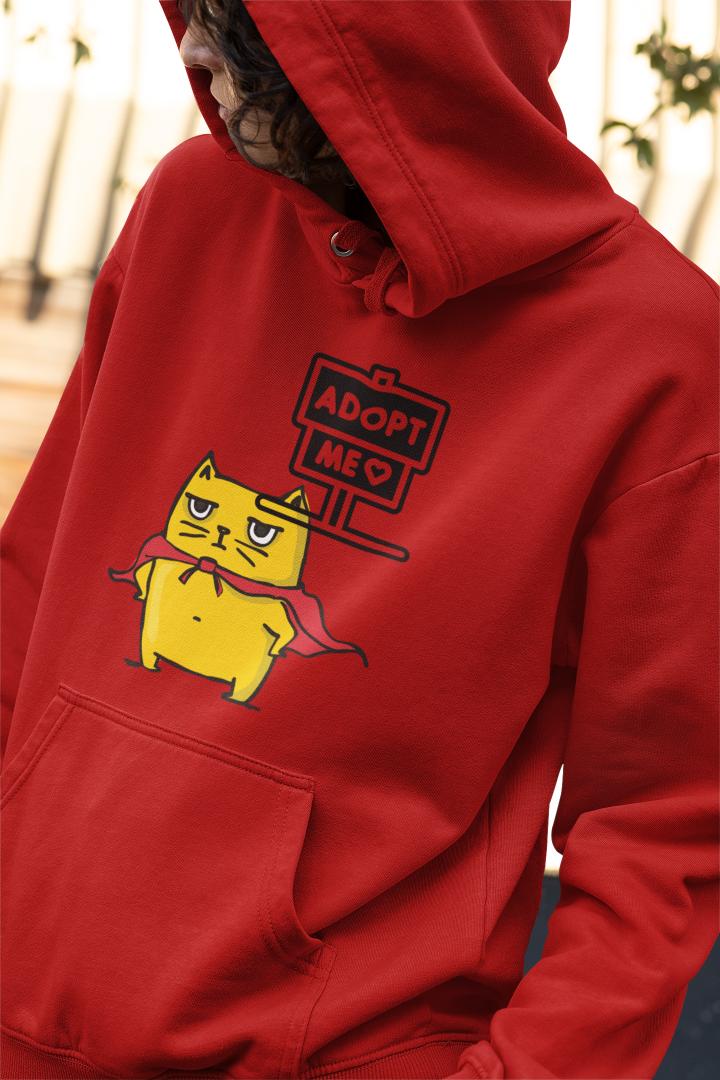 Men's Cat Adopt Me Hoodie Sweatshirt Grey Melange by ZealforTee